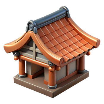 captivating mysterious surreal Traditional Japanese house roof tile, with Transparent Background fine detail png