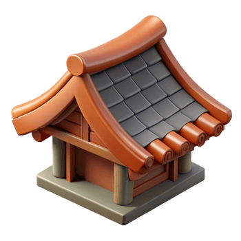 nostalgic stunning Traditional Japanese house roof tile, with Transparent Background luxury png