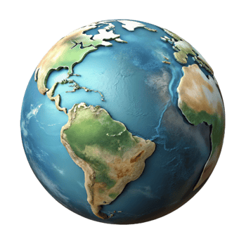 impressive minimalist Realistic Earth Globe with Detailed Continents high quality png