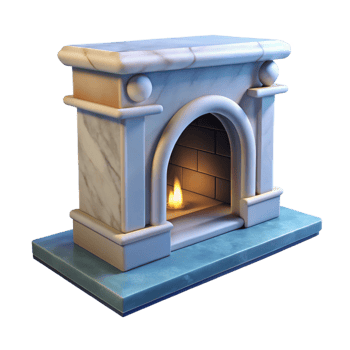 mysterious majestic Ultra-detailed professional render of a single, marble fireplace mantelpiece with Transparent Background high resolution png