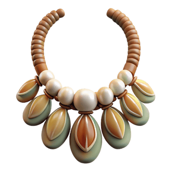 glorious quintessential Ultra-detailed, photorealistic isolated cutout of a tribal woman's necklace made of polished stones and shells with Transparent Background png