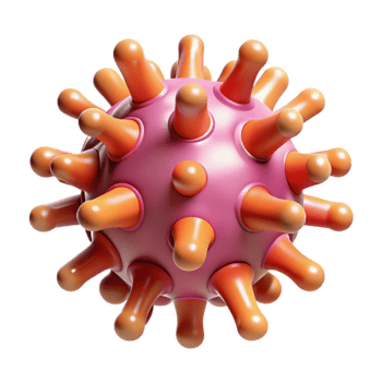extraordinary energetic industrial A stylized, abstract virus particle with spiky protrusions with Transparent Background detailed png