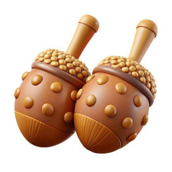 hypnotic tropical Concept art style, isolated cutout of a tribal musician's pair of maracas made from dried gourds and filled with seeds with Transparent Background original png