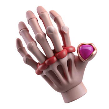 picturesque reflective rustic Photorealistic, ultra-detailed, isolated cutout of a single, withered, skeletal hand clutching a ruby ring with Transparent Background high quality png