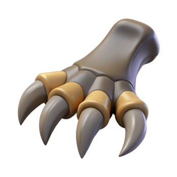 vibrant passionate avant-garde Concept art style, isolated cutout of a single, clawed dragon foot with Transparent Background 8K png