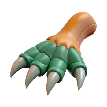 vibrant acclaimed Concept art style, isolated cutout of a single, clawed dragon foot with Transparent Background png