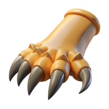 mesmerizing intense nordic Concept art style, isolated cutout of a single, clawed dragon foot with Transparent Background handcrafted png