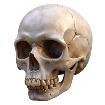 extraordinary creative Realistic Human Skull Cutout with Front View Angle detailed png