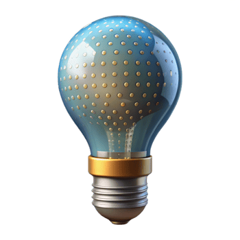 impressive creative Realistic Light Bulb with Binary Code Filament Transparent Background high quality png