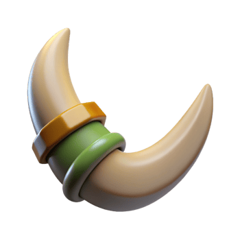 sought-after organic Concept art style, isolated cutout of a single, menacing orcish tusk with Transparent Background professional png