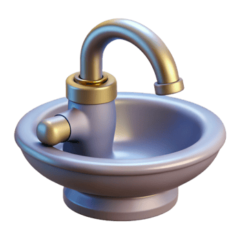 magnificent quintessential Ultra-detailed professional render of a single, porcelain sink faucet with Transparent Background png