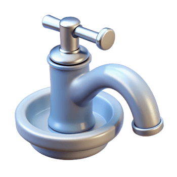 melancholic dazzling Ultra-detailed professional render of a single, porcelain sink faucet with Transparent Background genuine png