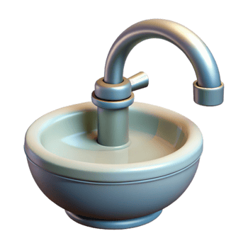 beautiful quintessential Ultra-detailed professional render of a single, porcelain sink faucet with Transparent Background png