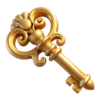 dramatic vibrant A key, antique style, ornate, abstract with Transparent Background handcrafted png