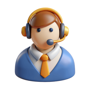 3D Render of a Customer Service Representative Wearing Headset and Tie png
