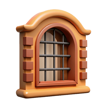 hypnotic memorable Spanish colonial style window grille, with Transparent Background png