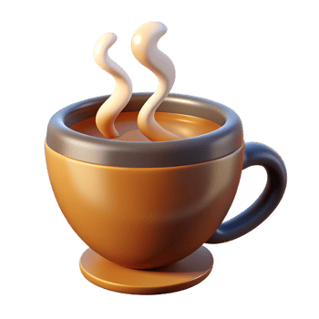 passionate alluring A coffee cup, steaming, abstract illustration with Transparent Background high quality png