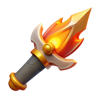 exemplary contemporary Concept art style, isolated cutout of a stylized, flaming sword hilt with Transparent Background premium png
