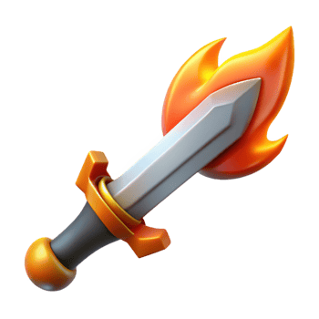 passionate fascinating Concept art style, isolated cutout of a stylized, flaming sword hilt with Transparent Background gallery standard png