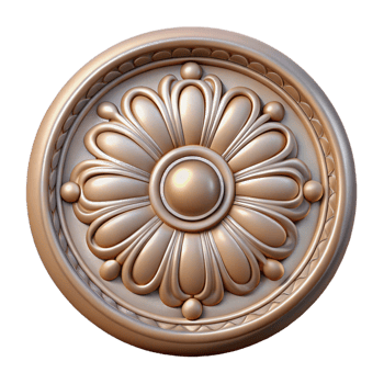 mesmerizing elegant Ultra-detailed professional render of a single, decorative ceiling medallion with Transparent Background flawless png