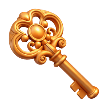 striking intense nordic A single, ornate key with intricate carvings with Transparent Background gallery standard png