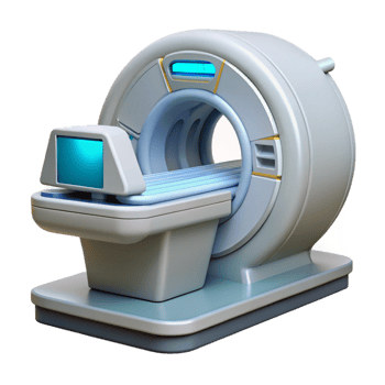 glorious passionate impressionist Photorealistic, hyper-specific render of an advanced medical scanner with intricate sensors and displays, isolated cutout with Transparent Background flawless png