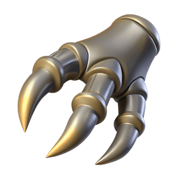 notable baroque A realistic rendering of a dragon claw, sharp talons with Transparent Background refined png