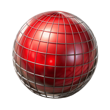 extraordinary abstract Red Translucent Sphere Emerging From Metal Grid Cutout high resolution png