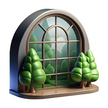 magnificent vintage Reflected Trees in Distorted Window Pane Cutout original png