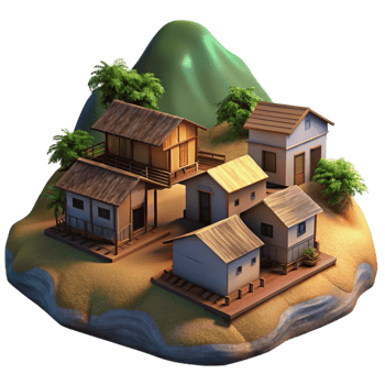 extraordinary modern Remote Hillside Village Isolated Evening Shadows high resolution png