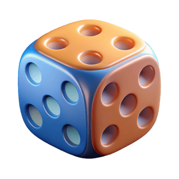 unforgettable surreal A dice, six face showing, abstract illustration with Transparent Background refined png