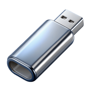 sought-after tropical USB flash drive, silver metal with Transparent Background premium png