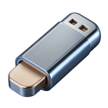 extraordinary industrial USB flash drive, silver metal with Transparent Background fine detail png
