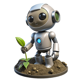 stunning vintage Robot Growing From Soil Cutout exclusive png