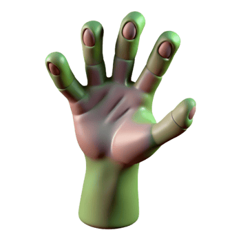 iconic industrial A realistic rendering of a zombie hand reaching out with Transparent Background artisan png