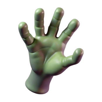 striking art deco A realistic rendering of a zombie hand reaching out with Transparent Background 4K png