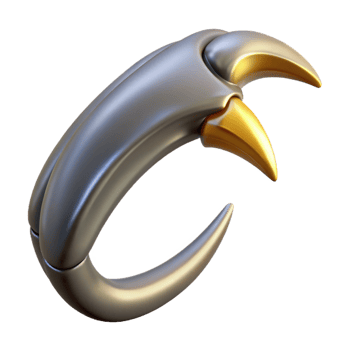 sumptuous coastal Concept art style, hyper-specific professional render of a single, feathered griffin talon, sharp, curved with Transparent Background gallery standard png