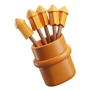 dramatic contemporary A stylized illustration of a quiver full of arrows with Transparent Background artisan png