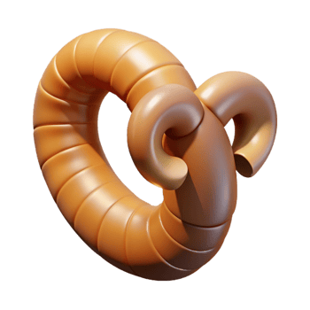 striking artistic A realistic illustration of a single ram's horn with Transparent Background high quality png