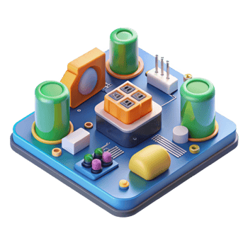 whimsical dazzling Circuit board with various components with Transparent Background exclusive png