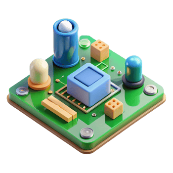 impressive intense elegant Circuit board with various components with Transparent Background artisan png
