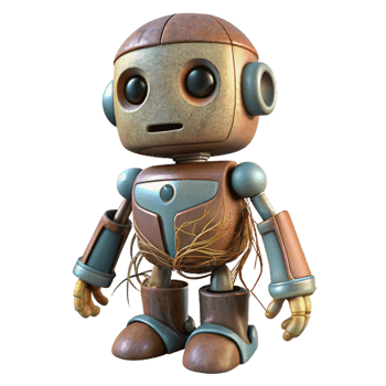 impressive vintage Robot with Intertwined Roots Transparent png