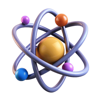 unparalleled artistic An atom, nucleus and electrons, abstract art with Transparent Background 8K png