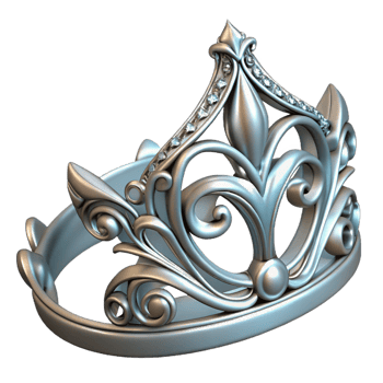 immaculate victorian Ultra-detailed, concept art style professional render of a single, ornate elven tiara, silver, delicate filigree with Transparent Background crisp png