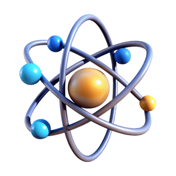 impressive calm rustic An atom, nucleus and electrons, abstract art with Transparent Background masterfully captured png