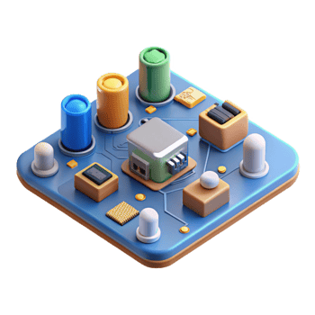 joyful dazzling Circuit board with electronic components with Transparent Background refined png