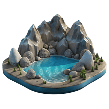 serene creative Rocky Mountain Lake Shore Cutout Element authentic png