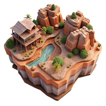 magnificent creative Rocky Zephyr Zone Landscape Top View Cutout high resolution png