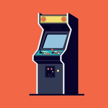 Classic Arcade Machine with Joystick and Buttons in Retro Flat Style Illustration vector