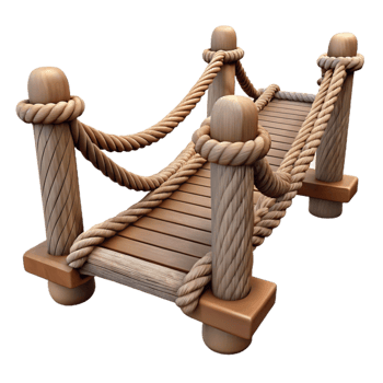 dramatic contemporary Rope Bridge Isolated with Detailed Knotwork authentic png